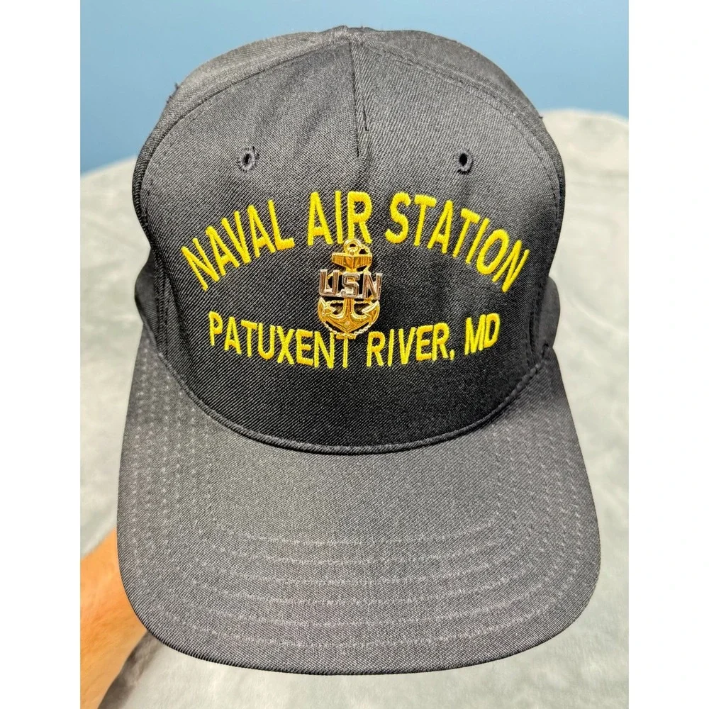 Naval Air Station Patuxent River L  MD Hat Snapback Black USN Anchor Pin